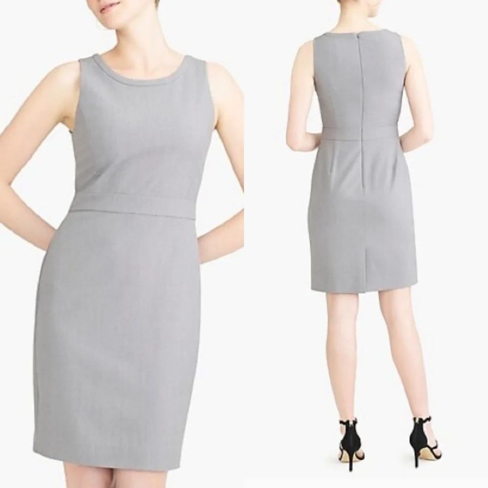 J.CREW Minimalist Career Grey Sleeveless Dress 4p feminine business casual‎
